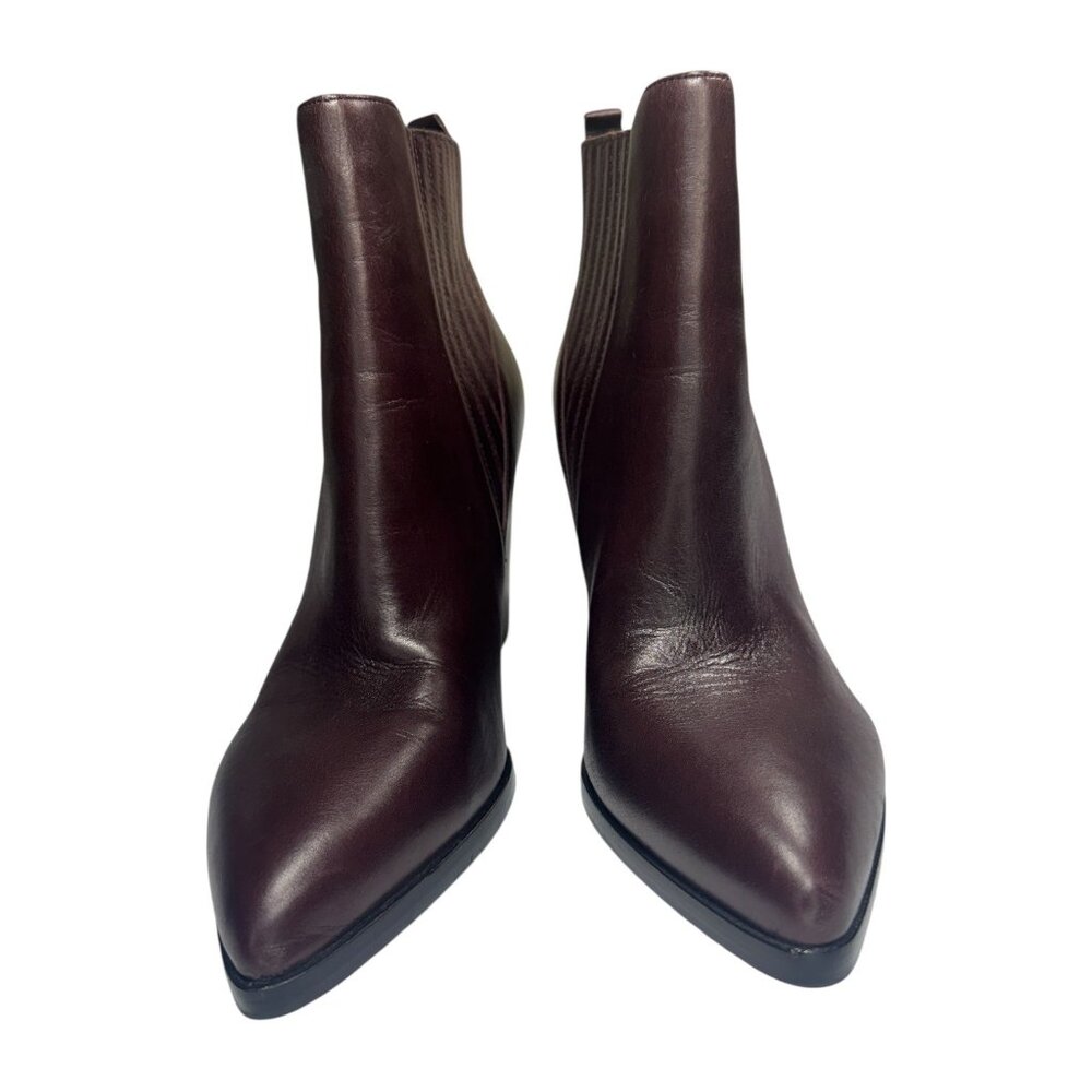 Marc Fisher ALVA Womens Brown Leather Ankle Boots Size 9.5M With Block Heels - Picture 2 of 9